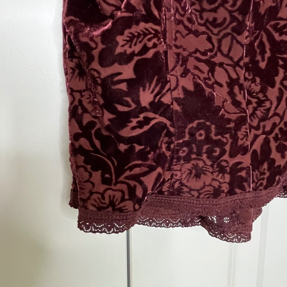 Express Velvet Burnout Corset Lace Cami Top Plum Y2K Size Small - Picture 9 of 13